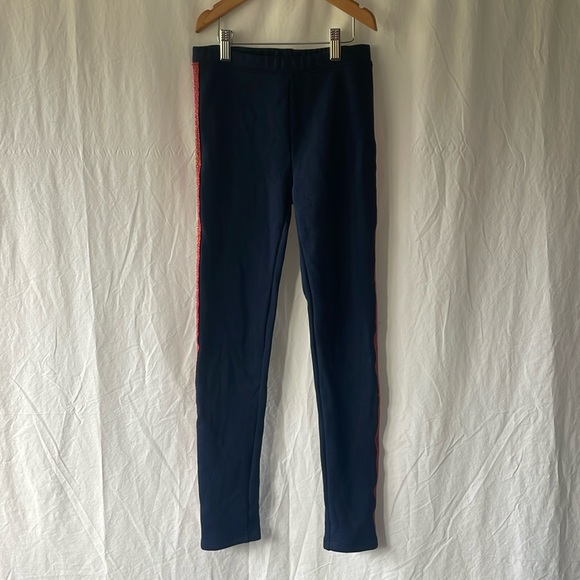 Gap girls XL skinny sweatpants navy with rainbow sparkle stripe - Picture 1 of 4